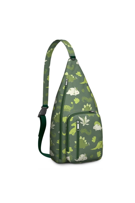 Cute Dinosaur Print Sling Bag - Cartoon Dino Pattern Thermal Tote, Leakproof Cooler for Commuting & School