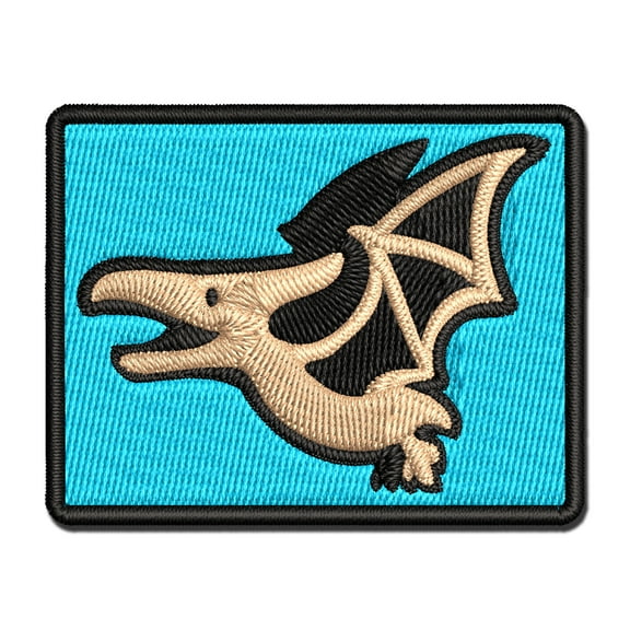 Cute Dinosaur Pterodactyl Pteranodon Flying Applique Multi-Color Embroidered Hook & Loop Patch - 3.5 Inch Large