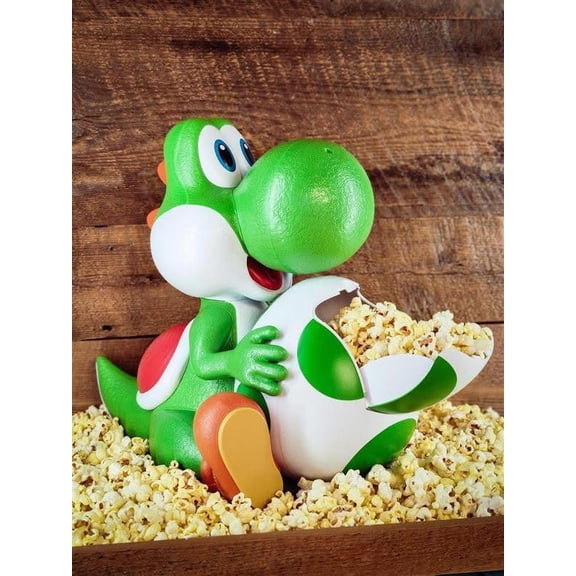 Cute Dinosaur Shaped Popcorn Bucket Plastic Snack Container with Egg Detail for Movie Nights, Gaming Parties & Home Decor - Great Gifts for Movie Game Fans