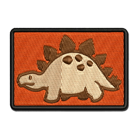 Cute Dinosaur Spiked Stegosaurus Applique Multi-Color Embroidered Iron-On Patch - 3 Inch Medium