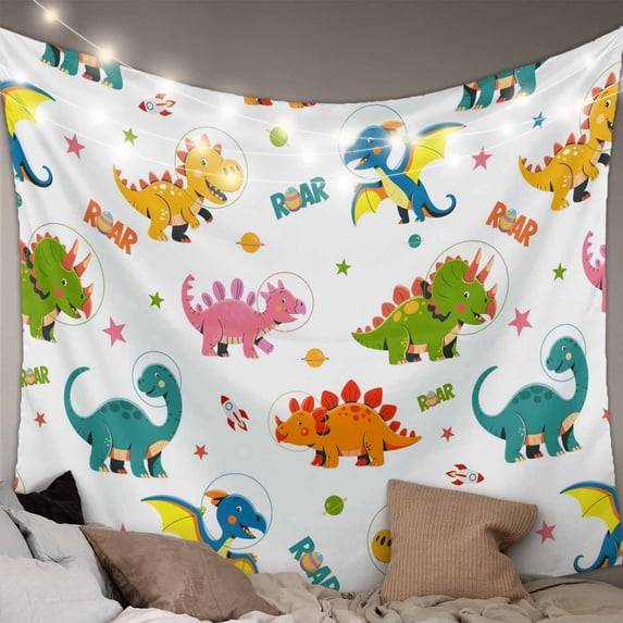 Cute Dinosaur Tapestry for Bedroom Wall Hanging Tapestry, Cartoon Dino Funny Boys Girls Children Ceiling Backdrop Tapestries Poster Blanket Wall Decor for Teens Room Living Room Dorm 51" x 59"