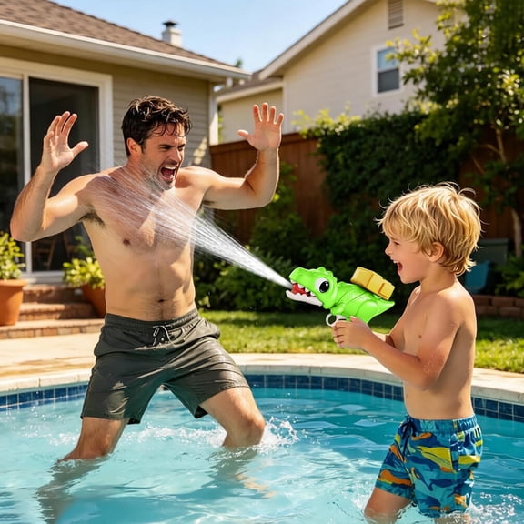 Cute Dinosaur Water Gun, Long Range Squirt Toy for Water Fights, Lightweight Water Blaster for Summer Parties, Durable Water Toy for All Ages