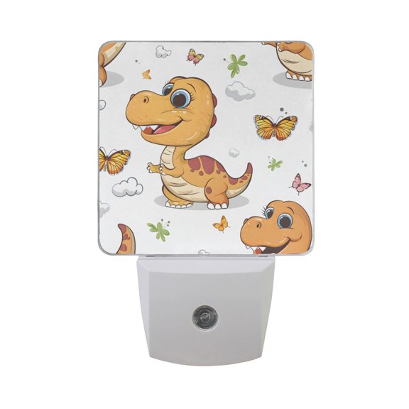Cute Dinosaur and Butterfly Night Light 2 Pack LED Nightlight Plug into Wall Dusk to Dawn Sensor Soft White