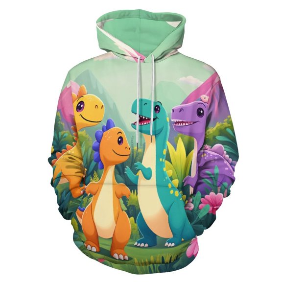 Cute Dinosaurs in Nature-1 3D Print Hoodie Men Women Autumn Thin Pullover Sweatshirt Vintage Streetwear Tops