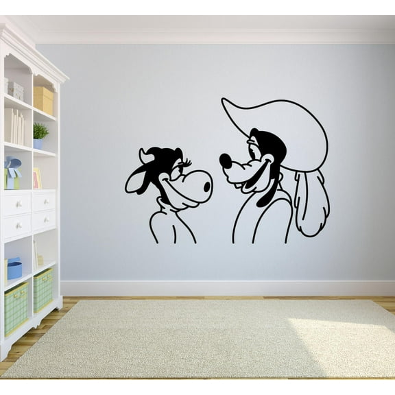 Cute Disney Cartoon Character Clarabelle Cow And Goofy Cute Sweet Disney Wall Sticker For Boys/Girls Room Kids Bedroom Wall Home Decal Design Stickers Wall Art Vinyl Decoration Size (25x30 inch)