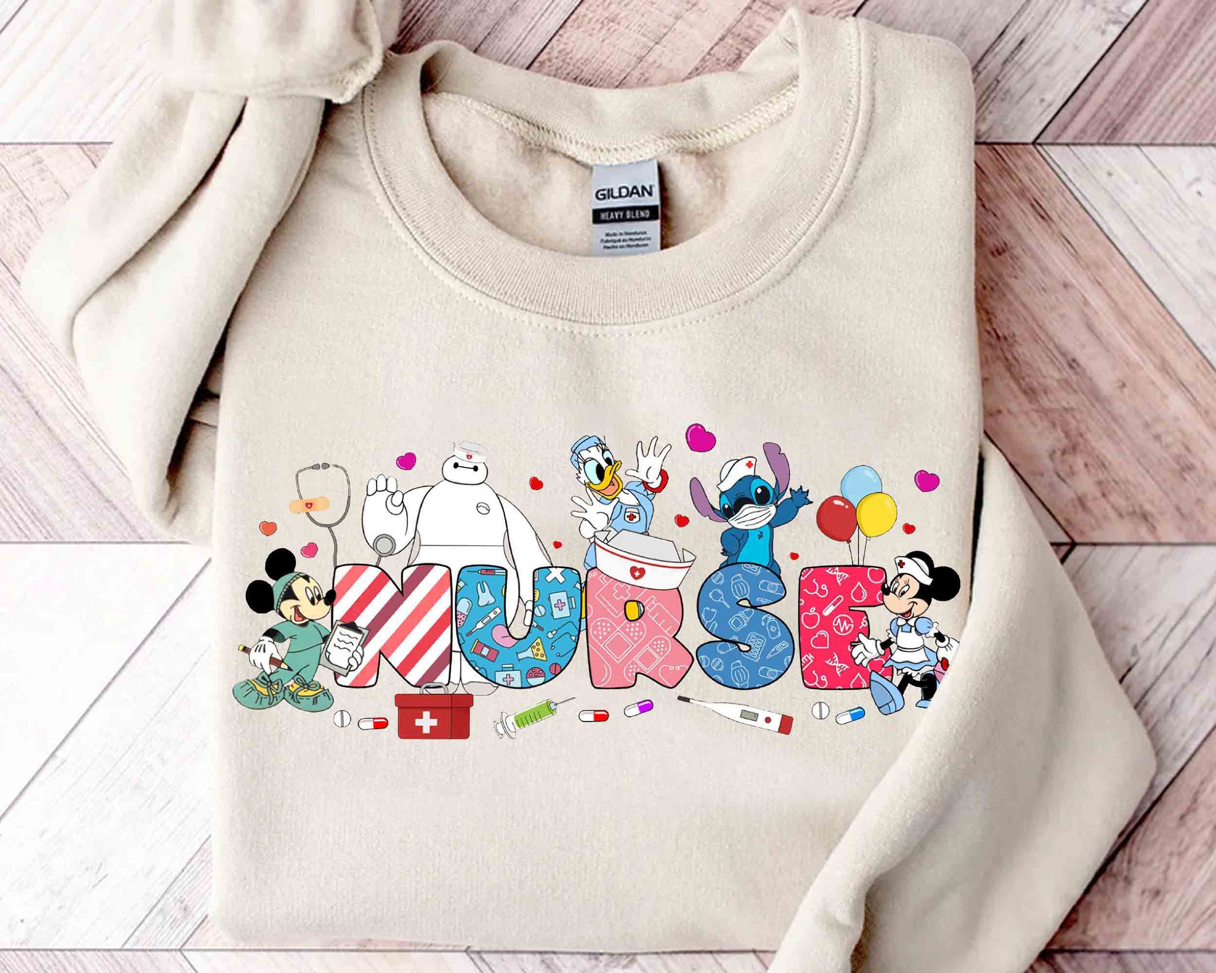 Cute Disney Nurse Characters Mickey Mouse and Friends Shirt, Magic