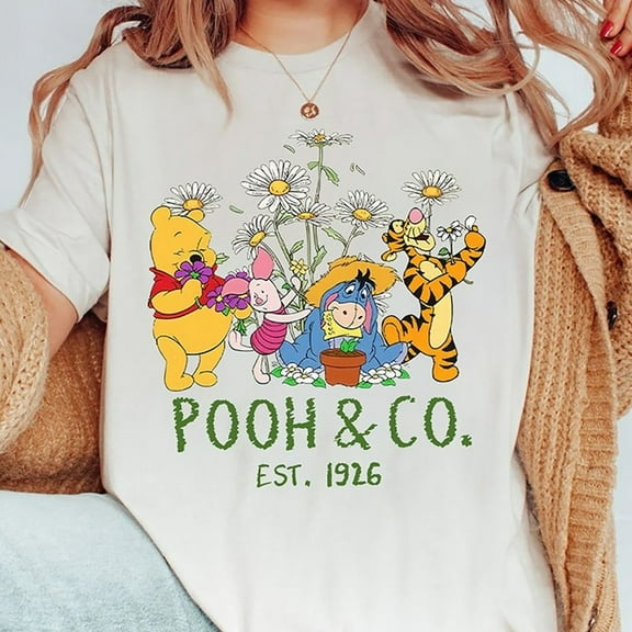 Cute Disney Winnie The Pooh & Co 1926 Group Shot Shirt,Black color,size 2XL