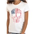 thumbnail image 1 of Cute Distressed American Flag Skull Womens Slim Fit Graphic Tee Brisco Brands X, 1 of 6