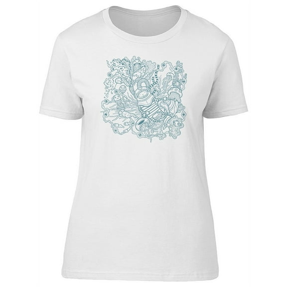 Cute Diver And Marine Life T-Shirt Women -Image by Shutterstock, Female Large