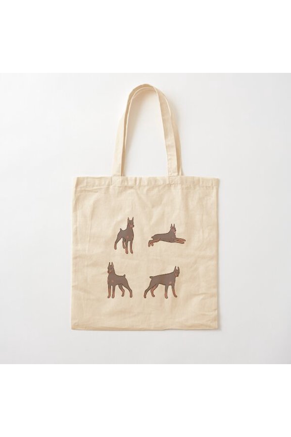 Cute Doberman Dog Pack Canvas Tote Bags, Reusable Shopping Bag