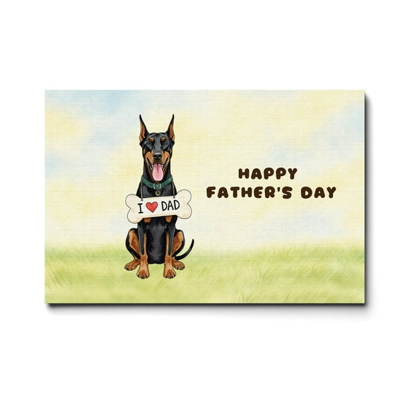 Cute Doberman Pinscher Loves Dad Happy Father's Day Horizontal Matte Canvas Poster Doberman Dog Lover Gifts Wall Art Home Decor - 12008
