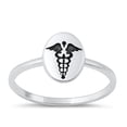 thumbnail image 1 of Cute Doctor Nurse Ring .925 Sterling Silver Caduceus Medical Band Jewelry Female Male Unisex Size 5, 1 of 4