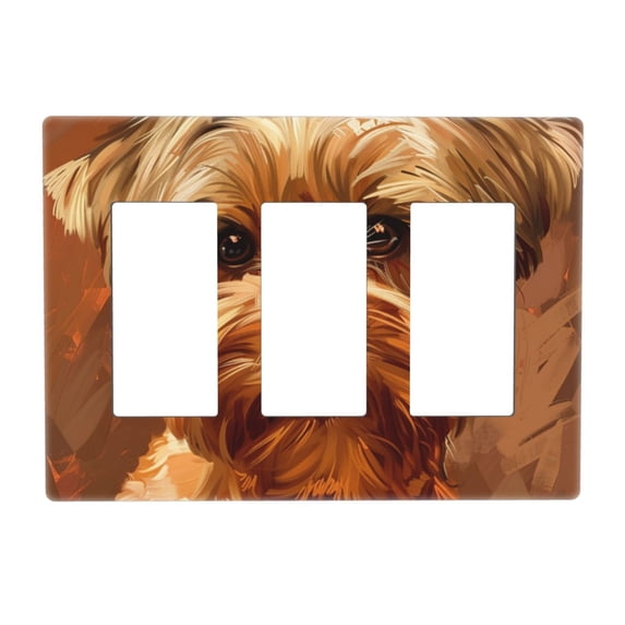 Cute Dog (2) Switch Cover Decorative Wall Plate 3-Gang Screwless Standard Size