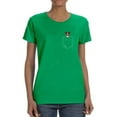 thumbnail image 1 of Cute Dog At Left Chest Pocket Graphic Women Kelly Green T-Shirt, Female x-Large, 1 of 4