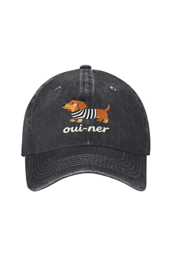 Cute Dog Baseball Cap with Striped Dachshund,Denim Casual Dogs Hat Gifts for Women Mom Men Daily Wear