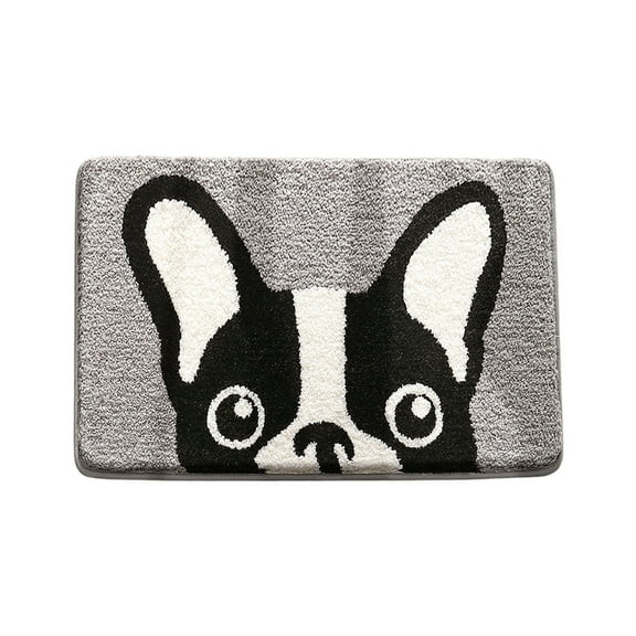 Cute Dog Bath Rug, Bathroom Mat Non-Slip Soft Shower Rug Plush Microfiber Water Absorbent Shaggy Floor Mats for Kids Room, Bedroom, Kitchen (Dog, 16 x 24)