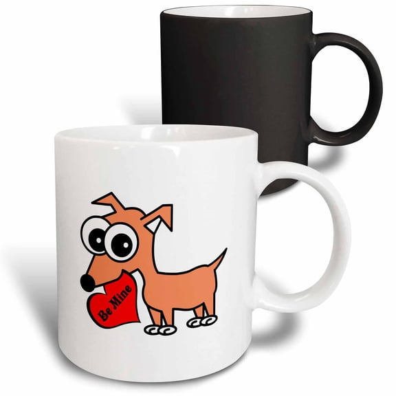 3drose, Cute Dog Be Mine Heart – Chihuahua, 11oz Magic Transforming Mug