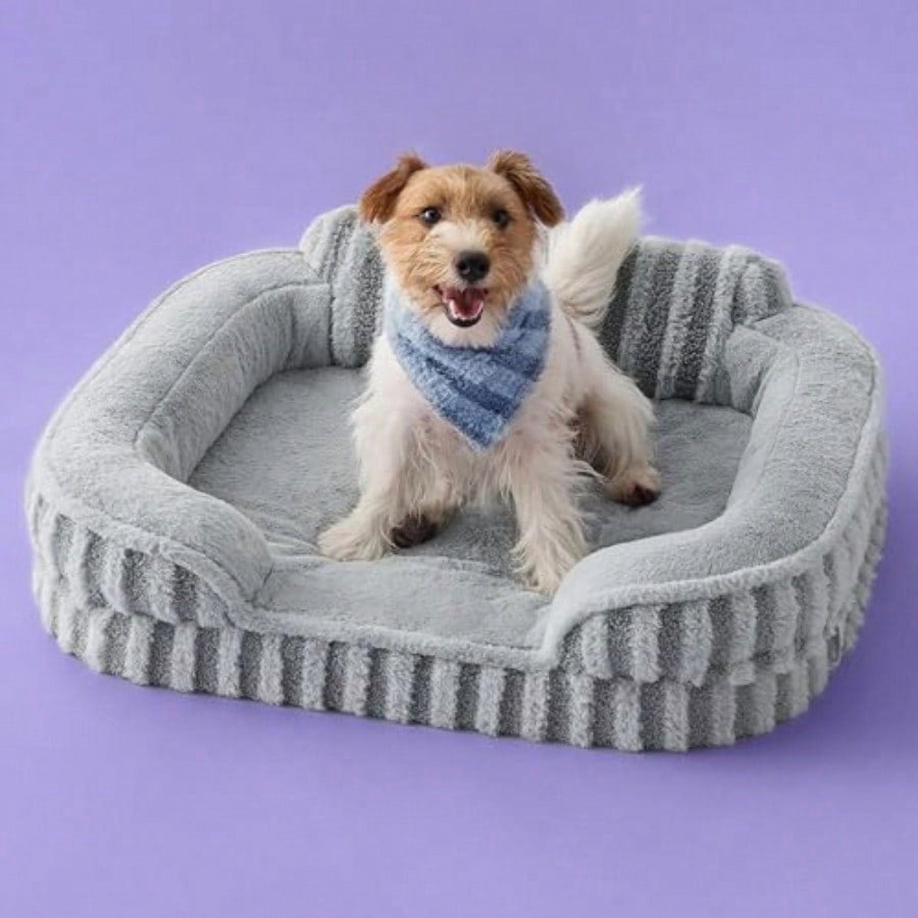 Cute Dog Bed Medium Size Dog Orthopedic Waterproof Medium Pet Beds with Sides High Back NonSlip Bottom and EggCrate Foam Pet Couch Sofa with Washable Removable Cover Grey