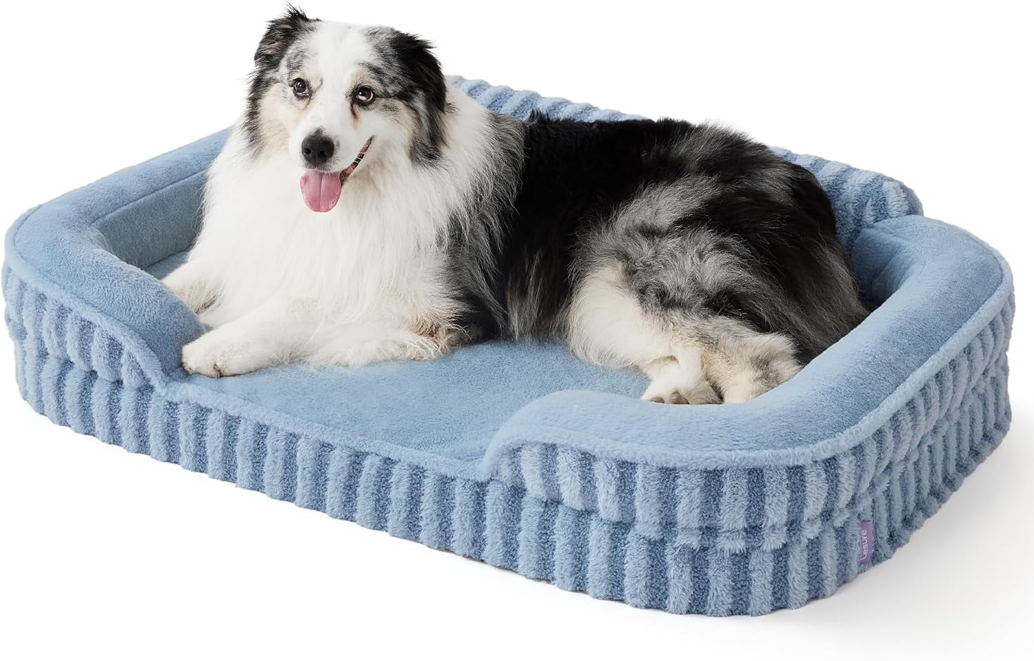 Cute Dog Beds for Extra Large Dogs, Orthopedic Waterproof XL Pet Bed with Sides, High Back Non-Slip and Egg-Crate Foam Big Dog Couch Sofa with Washable Removable Cover, Blue