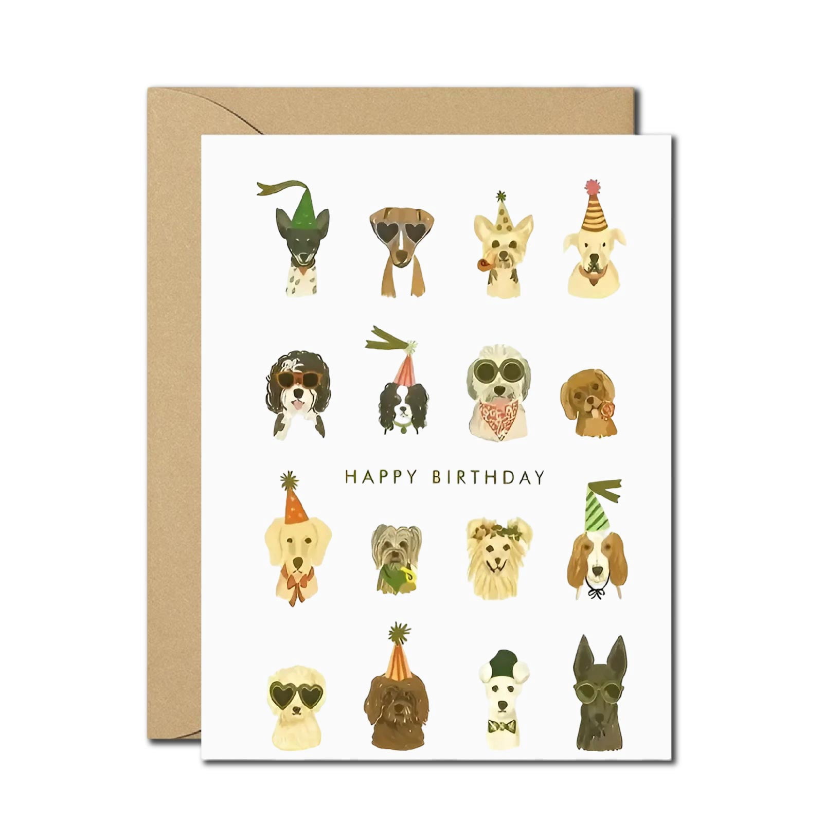 Cute Dog Birthday Card – Happy Birthday Card with Party Dogs Wearing ...