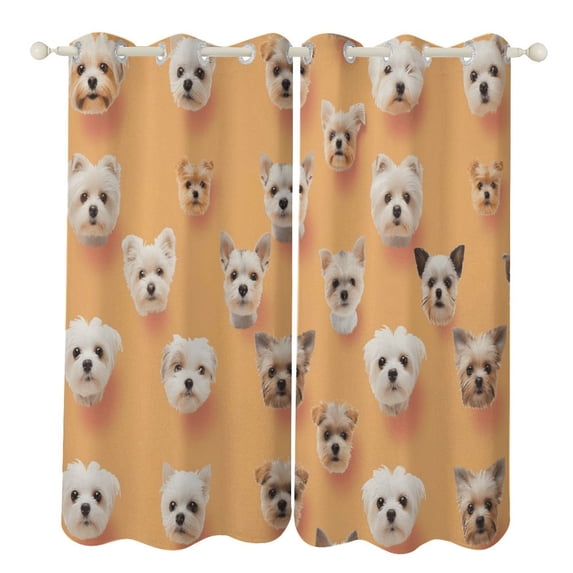 Cute Dog Blackout Curtains for Bedroom Curtains Insulated Room Darkening Window Drapes for Living Room