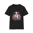 thumbnail image 1 of Cute Dog Books Animal Lover Gift Floral Tee Bookworm Short Sleeve Unisex T-Shirt, up to Size 5XL, 1 of 2