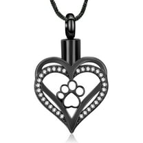Cute  Dog / Cat Ashes Urn Necklace Paw Print Pet Cremation Jewelry, Urn Necklaces for Ashes Dog, Cremation Jewelry, Heart Shape Stainless Steel Lockets with Paw Print, Waterproof Keepsake Pendant for