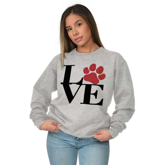 Cute Dog Cat Pet Lover Owner Paw Women Crewneck Sweatshirt Brisco Brands L