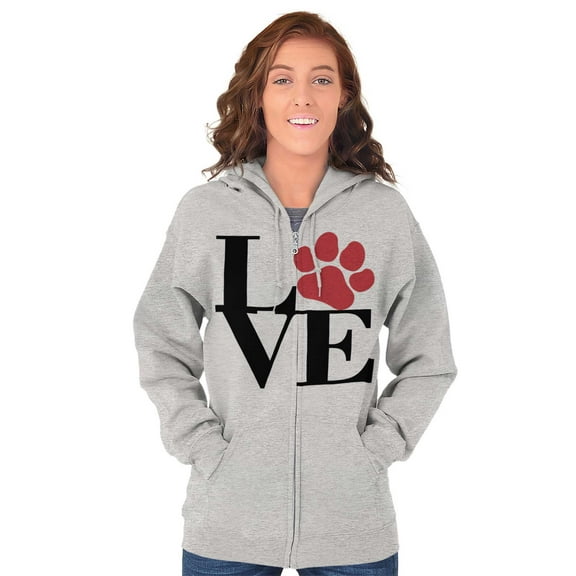Cute Dog Cat Pet Lover Owner Paw Womens Plus Size Graphic Zipper Hoodie Brisco Brands 5X