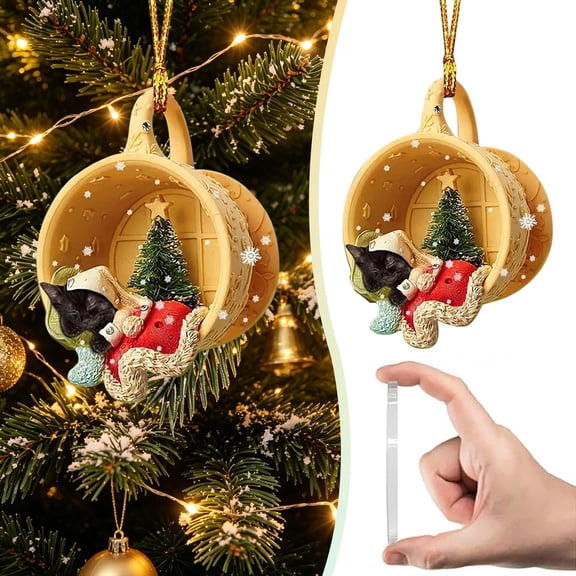 Cute Dog Christmas Tree Ornaments, Flat Acrylic Hanging Pendants with Pug Bulldog in Santa Hat, Red Sweater, Mini Xmas Tree Hanging Charms, Cozy Winter Home Decor, Unique Gift for Pet Lovers