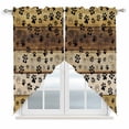 thumbnail image 1 of Cute Dog Claws Kitchen Window Curtains, Swag Curtains Valance for Bedroom Living Room Bathroom, Farmhouse Brown Wooden Grain Puppy Pawprints Rod Pocket Window Curtain Block Drapes 2 Panels 36"x45", 1 of 9