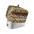 thumbnail image 1 of Cute Dog Claws Toaster Cover 2 Slice, Small Kitchen Appliance Covers, Farmhouse Brown Wooden Grain Puppy Pawprints Toaster Oven Cover with Loop, Bread Machine Cover Polyester Dust Cover Protection, 1 of 4