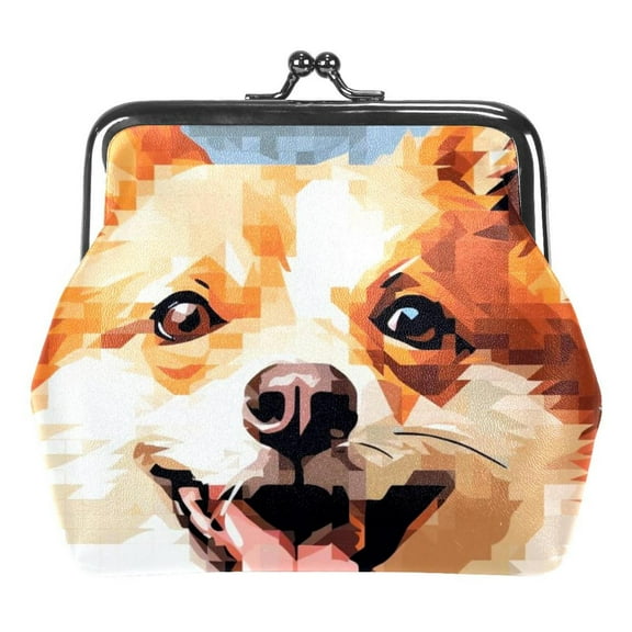 Cute Dog Coin Purse Vintage Pouch Buckle Clutch Bag Kiss-Lock Change Purse Clasp Closure Wallets for Women Girl
