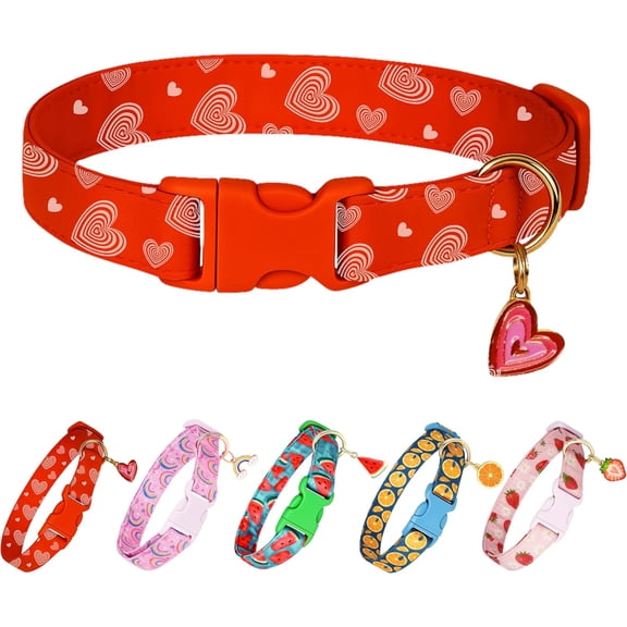 Cute Dog Collar Beige Flower Pattern for Boys and Girls Holiday Dog Collars Summer Fall Gift Adjustable for Small to Medium Breed Dogs (XS)