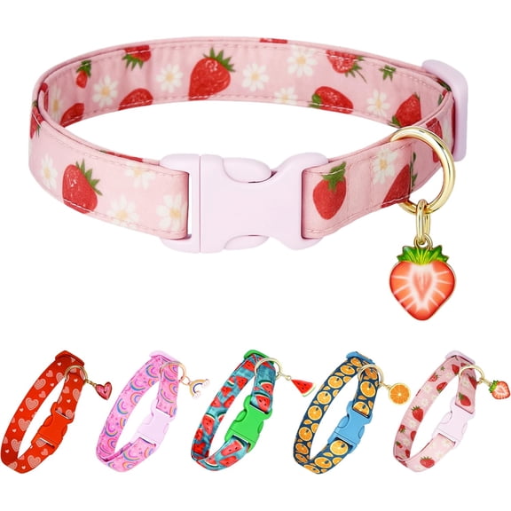 Cute Dog Collar Beige Flower Pattern for Boys and Girls Holiday Dog Collars Summer Fall Gift Adjustable for Small to Medium Breed Dogs (XS)