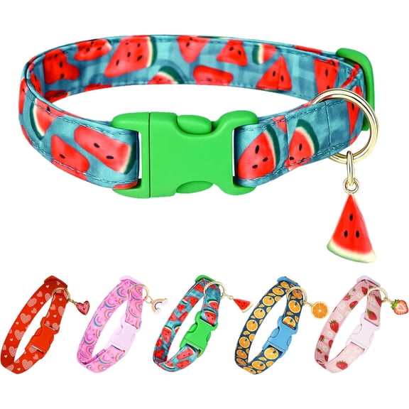 Cute Dog Collar Beige Flower Pattern for Boys and Girls Holiday Dog Collars Summer Fall Gift Adjustable for Small to Medium Breed Dogs (XS)