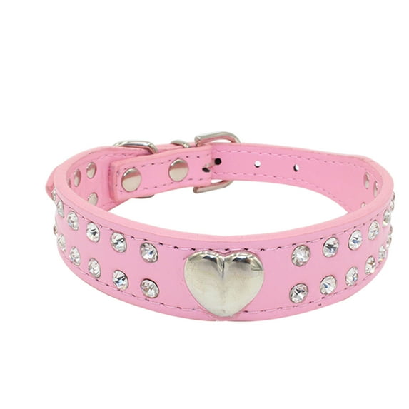 Cute Dog Collar With Bling Bling Rhinestones Diamond Flower Pattern Studded Leather Dog Collar Fit Small And Medium S
