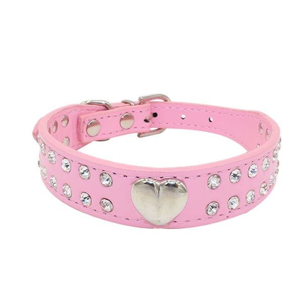 Cute Dog Collar With Bling Bling Rhinestones Diamond Flower Pattern Studded Leather Dog Collar Fit Small And Medium XXS