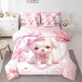 thumbnail image 1 of Cute Dog Comforter Set with Sheets Kawaii Puppy Pink Bowknots 7 Piece Bedding Set Twin Size Happy Valentine'S Day Bed in a Bag Super Soft Bedding Comforters Chird Bedroom Decor, 1 of 5