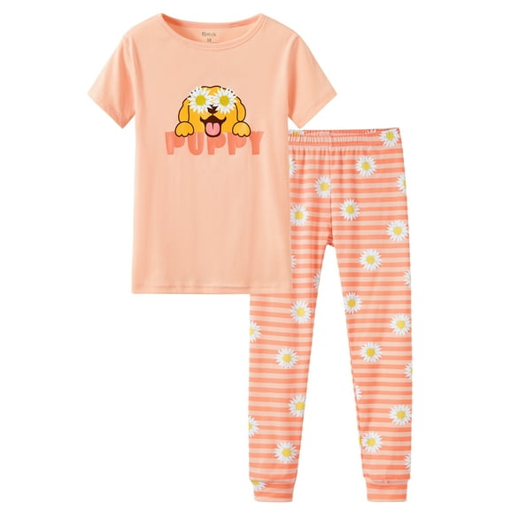 Cute Dog Cotton Pajamas for Girls Size 12 – Daisy Short Summer Pants Clothes Set