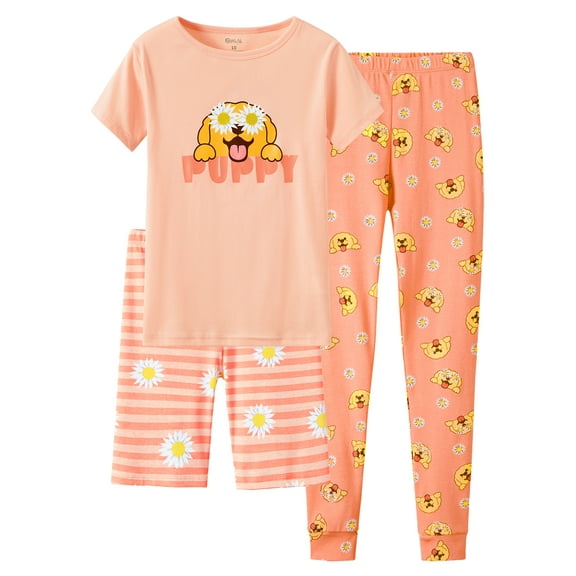 Cute Dog Cotton Pajamas for Girls Size 14 – Daisy Short Summer Pants Clothes Set