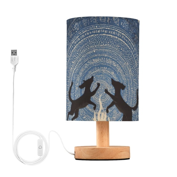 Cute Dog Dancing under Starry Night Table Lamp with USB Port LED Warm Light Lamp Night Light Home Decor