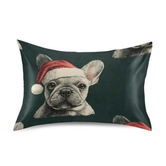 Cute Dog Dress in Christmas Satin Pillowcase Envelope Design Pillow Covers 1 Pack Queen Size 20" x 30"