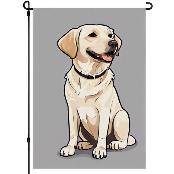 Cute Dog Face Double-Colored Large Garden Flag Puppy Stickers Happy Smile Durable Garden Decor for Outdoor Golden Retriever Colorful Cartoon Washable Animated Decoration, (28x40 Inches)
