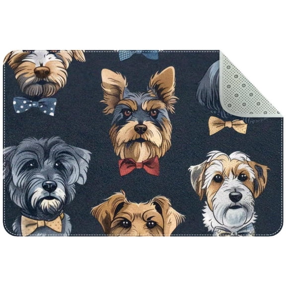Cute Dog Faces Entryway Rug, 2x3 Area Rug Indoor Door Mat Non-slip Washable Floor Carpet Rug for Bedroom Office Dining Room Bathroom