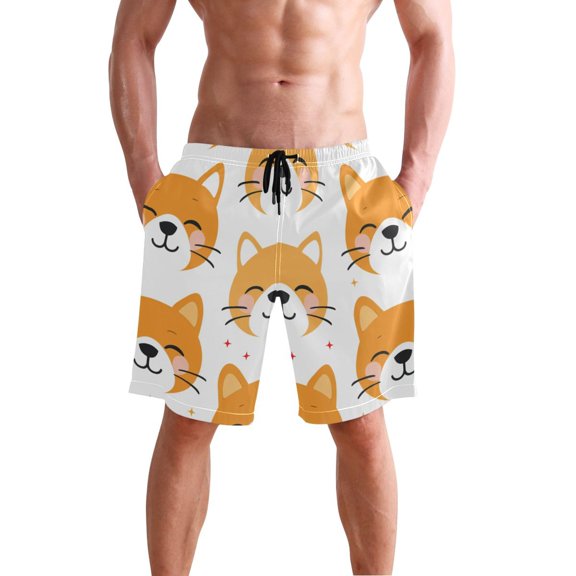 Cute Dog Faces Men's Swim Trunks Beach Shorts Bathing Bottoms XXL
