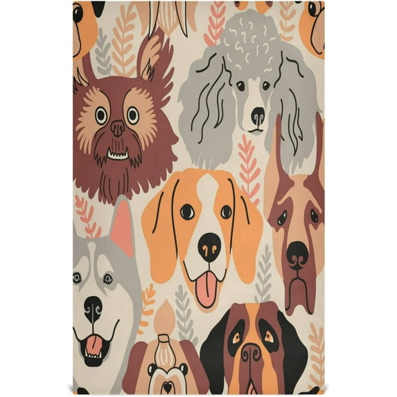 Cute Dog Faces Plants Dish Towels Set of 6, Cartoon Washable Tea Towels Dishcloths Lint-Free 18x28 Inch Fast Drying for Kitchen Restaurant Bar Clean