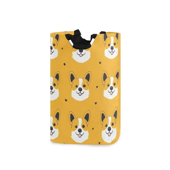 Cute Dog Faces with Hearts Laundry Basket with Handles Foldable Laundry Hamper Freestanding Washing Bin 50L