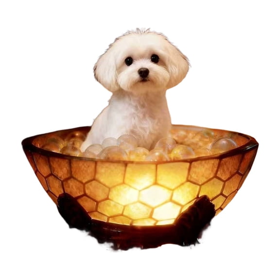 Cute Dog Figurine Table Lamp, Tiffany-Style Stained Glass Night Light, Creative Resin Puppy Decorative Lighting for Bedroom, Office or Living Room, 5.3 x 4.3 inches,D