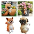thumbnail image 1 of Cute Dog Figurines, Hanging Flower Pot Hugger Resin Puppy Planter Ornaments for Home, Garden, Patio & Yard Decorations (Funny Pug Design), 1 of 3